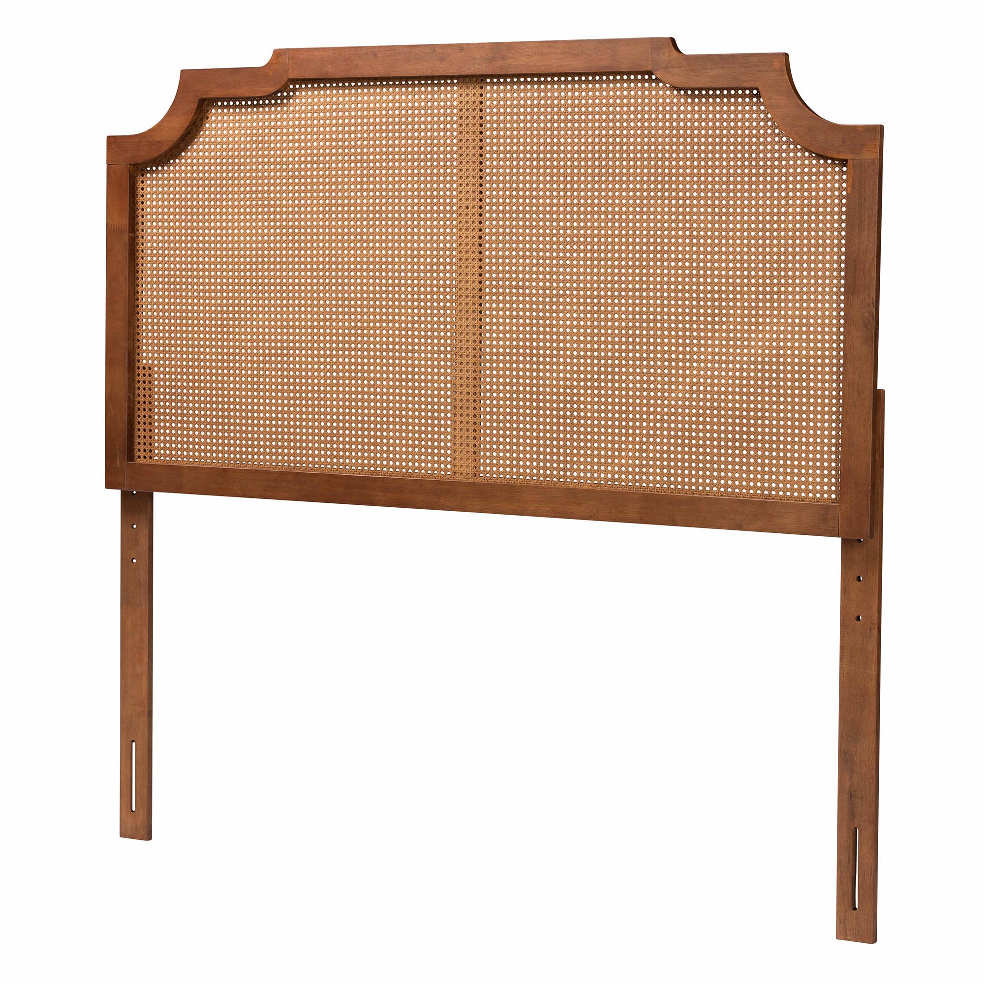 Baxton Studio Fortuna Classic and Traditional Ash Walnut Finished Wood Queen Size Headboard with Rattan